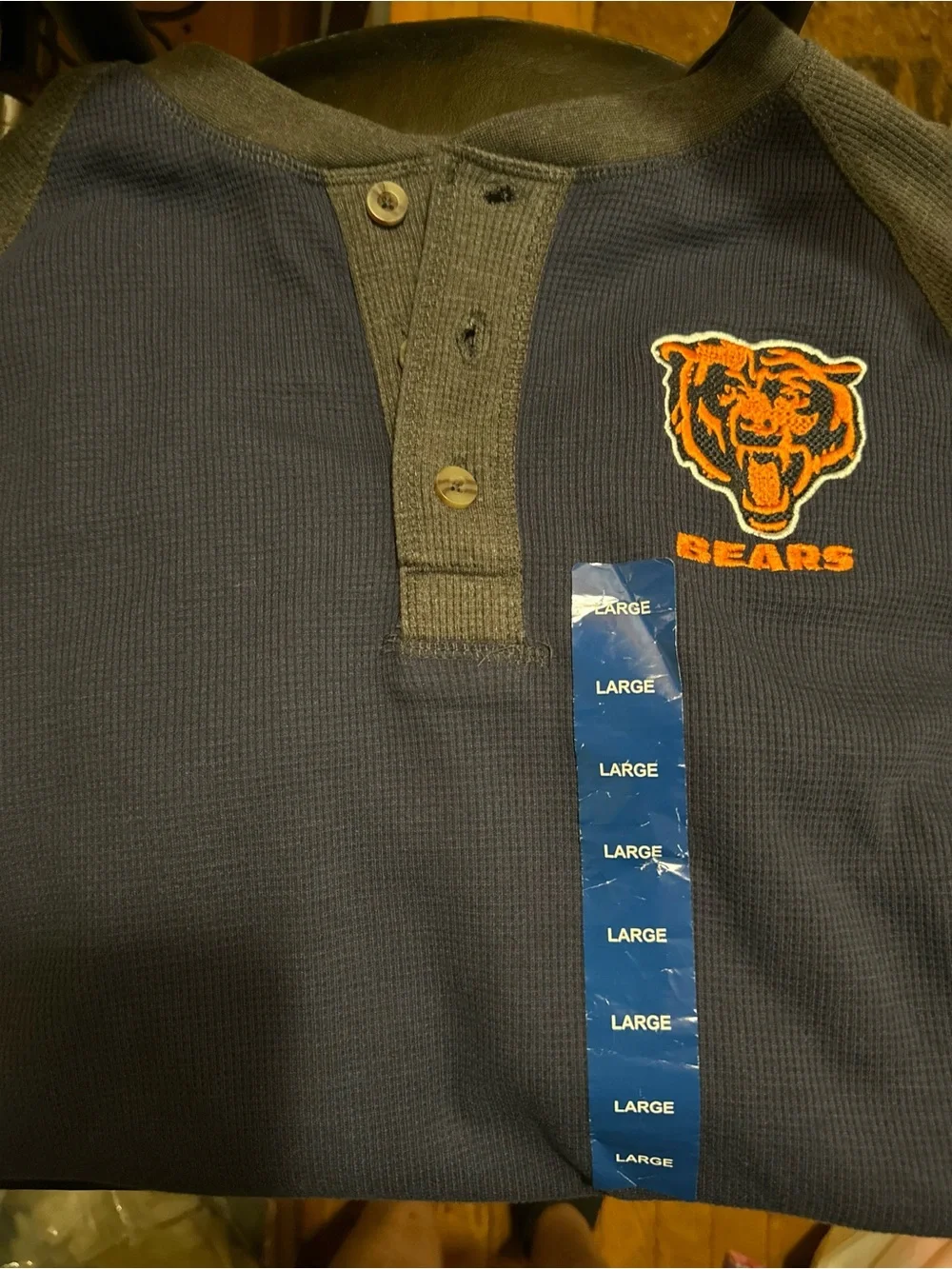 NWT Dunbrooke Chicago Bears . “Maverick” waffle knit Henley Shirt Men’s Large